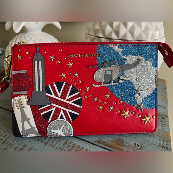 NWOT Michael Kors Nouveau Novelty, wristlet/clutch London Paris - Picture 6 of 11